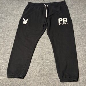 Playboy by PacSun PB Studio Black Jogger Sweatpants Mens XL Bunny Logo Fleece